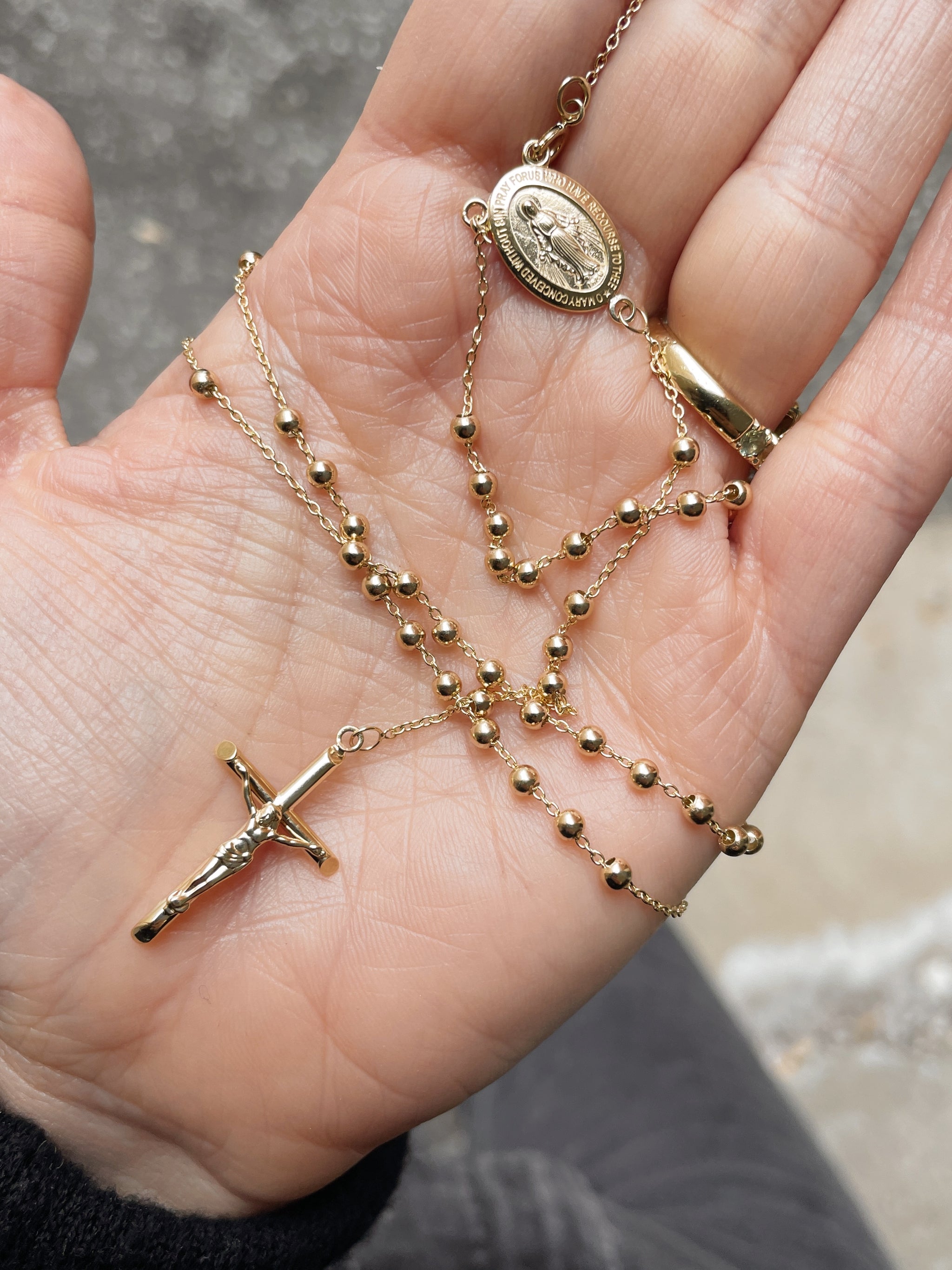 Black Gold Rosary Necklace Men's Gold Rosary Necklace 9ct Yellow