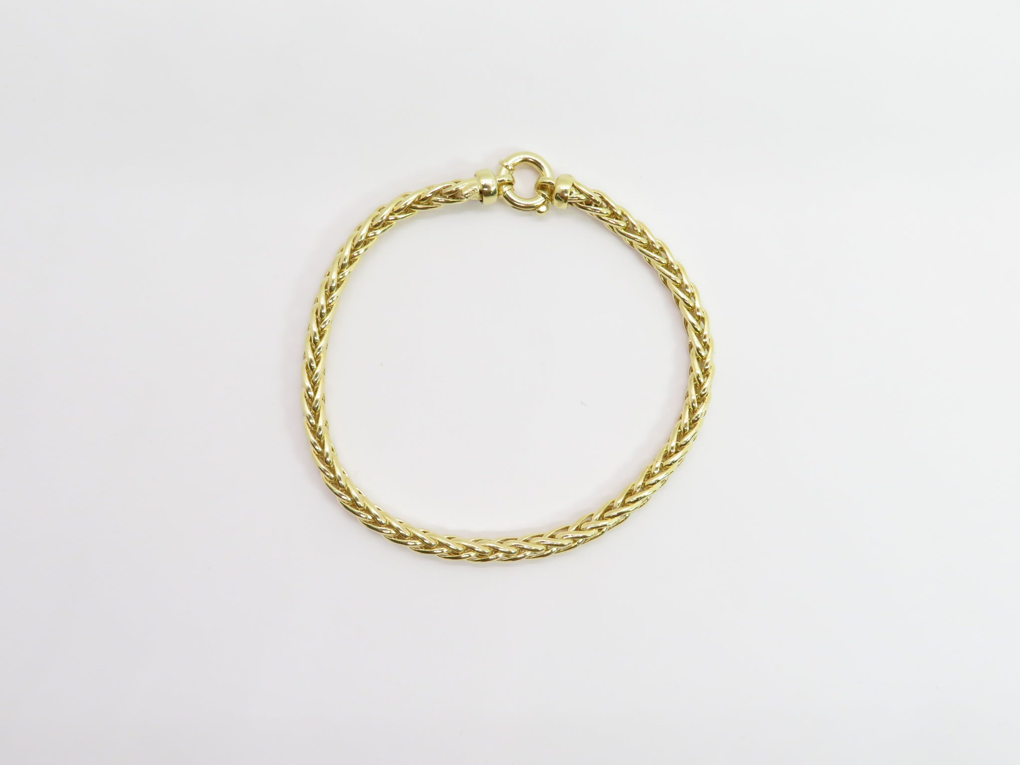 9ct Yellow Gold 7.5 Inch Fancy Wheat Chain Bracelet | H.Samuel
