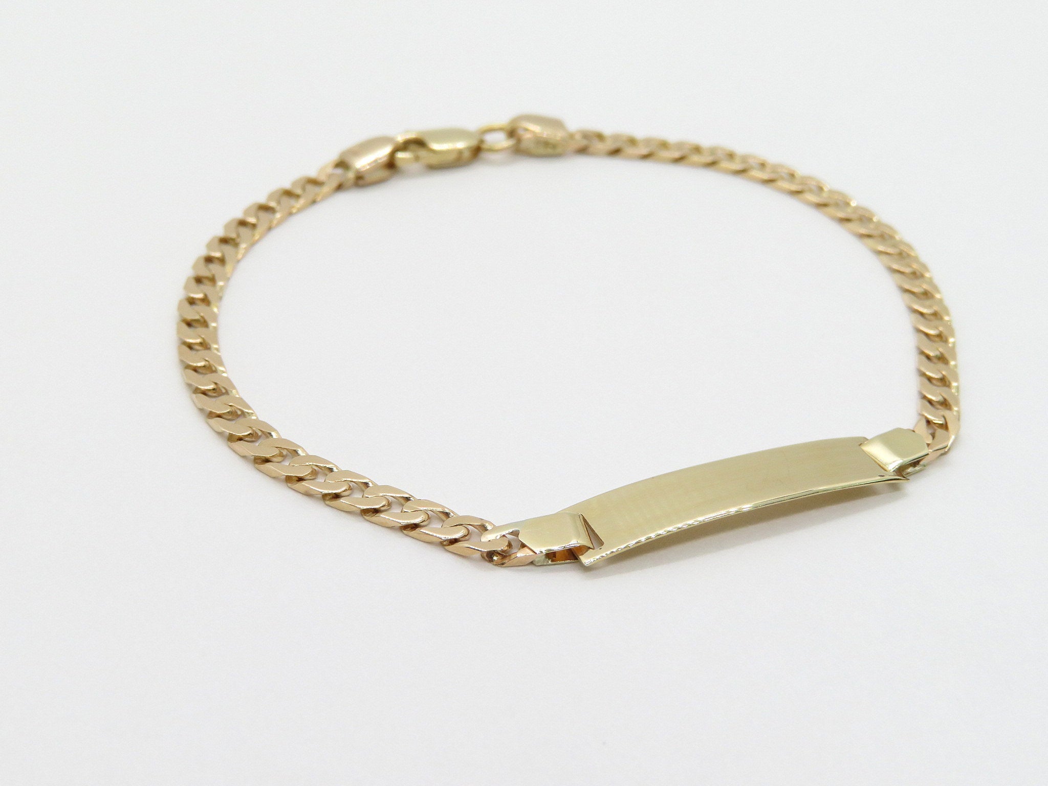 14K Yellow Gold Nameplate Mens Bracelet with Rope Links 8