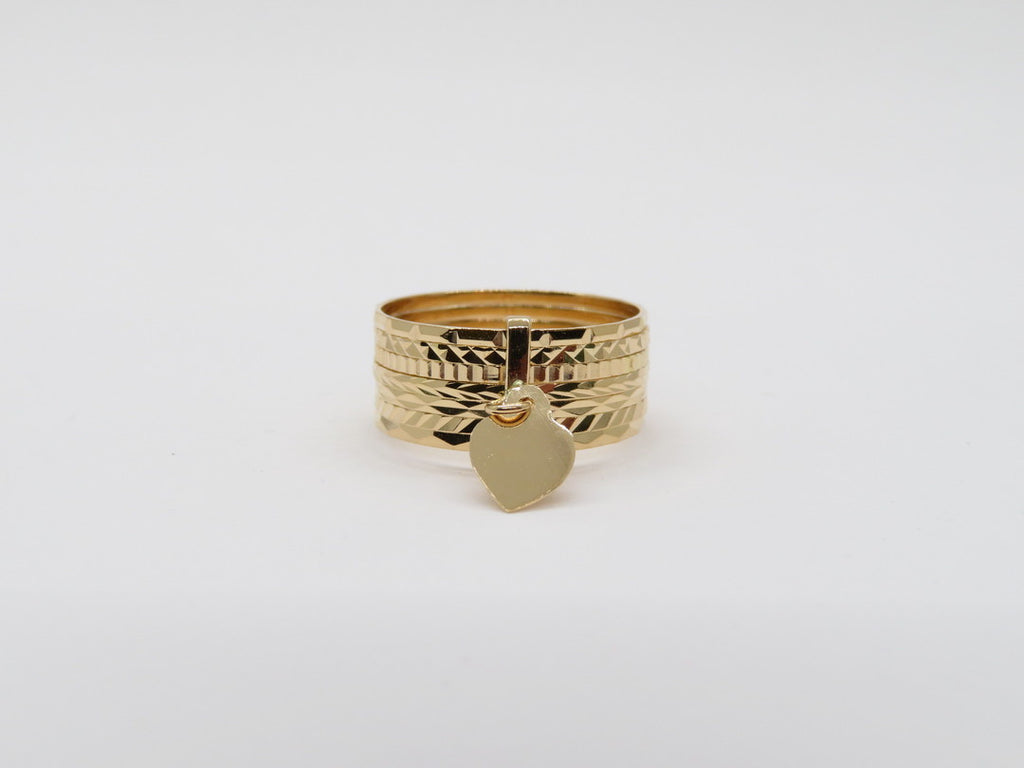 19 25k Yellow Gold Seven Day Ring With Heart 19-25k-yellow-gold-seven-day-ring-with-heart