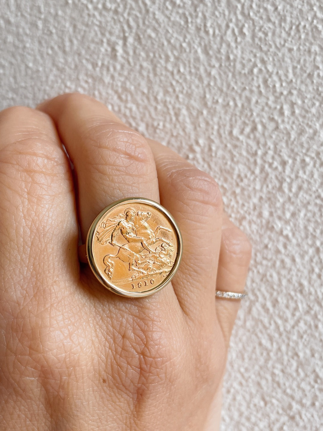 Gold Coin Coin That Holds A Ring Vintage 1945 Dos Y Medio Pesos