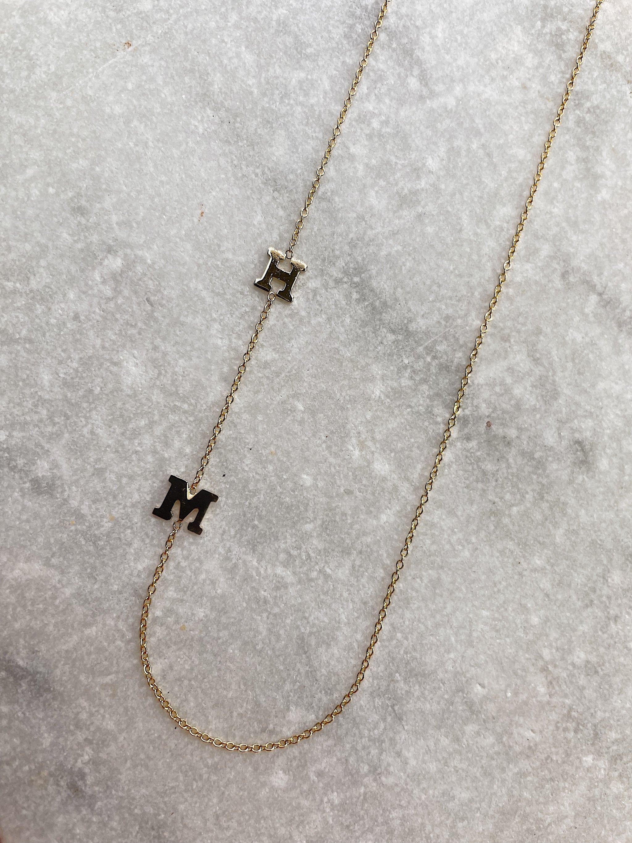 14k Offset Initial Necklace Liberal Jewellery