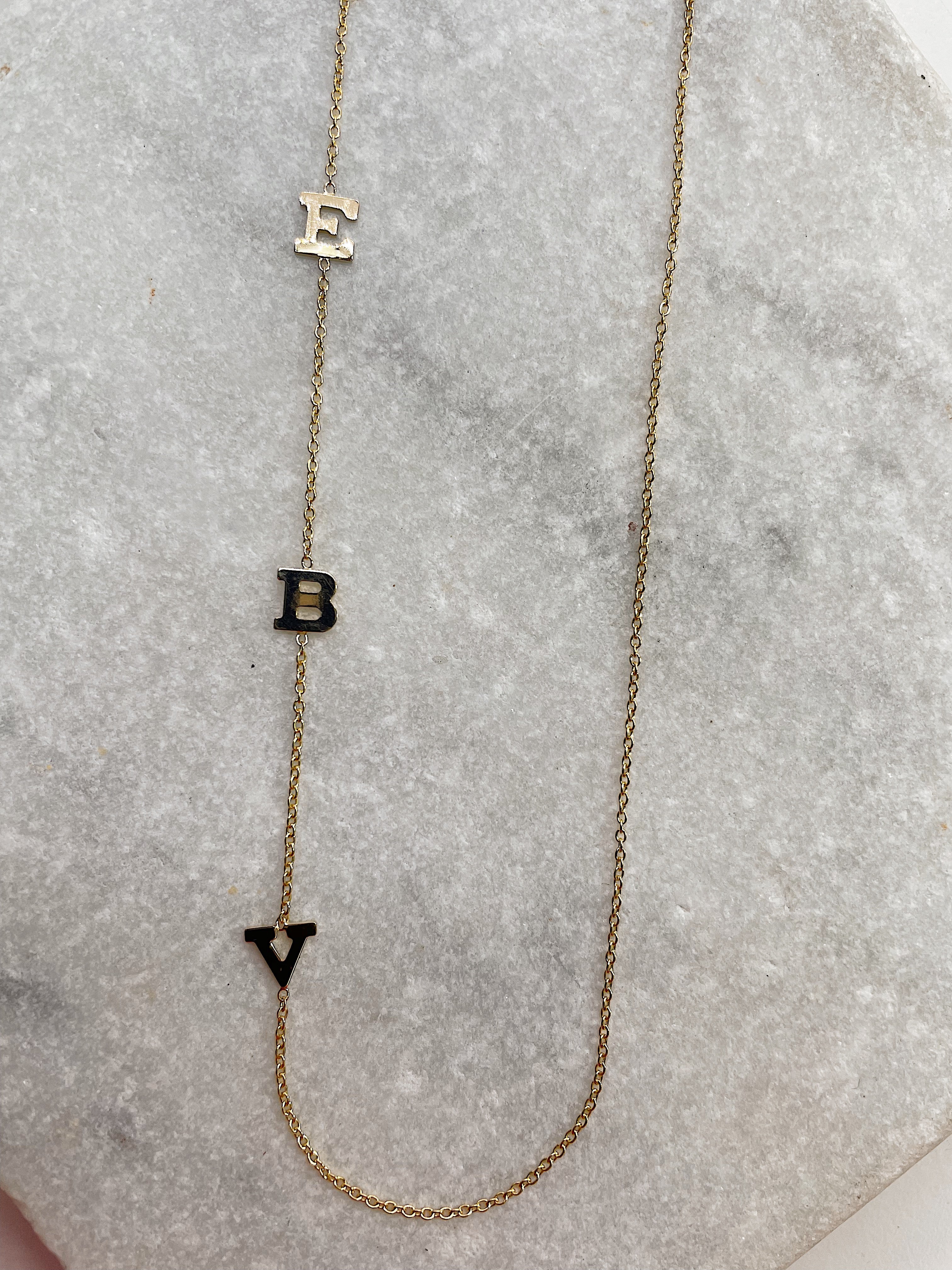 14k Gold Initial Necklace - 3 Circles - Uppercase | Tiny Tags
